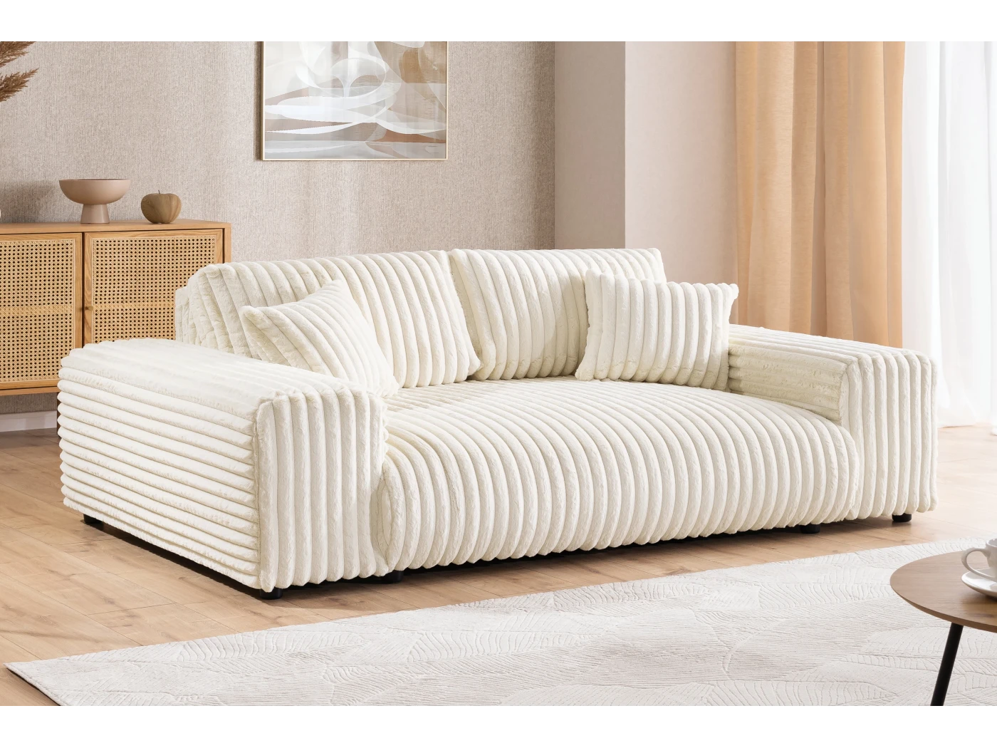 Mollis - Sofa 3 Sitzer aus Plüschcord mit schöner Sitzkomfort