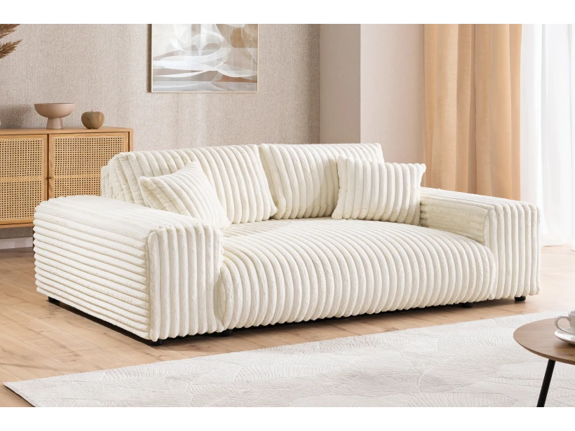 Mollis - Sofa 3 Sitzer aus Plüschcord mit schöner Sitzkomfort