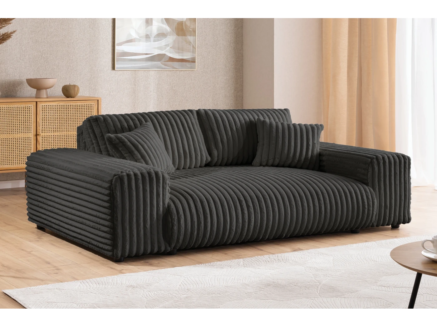 Mollis - Sofa 3 Sitzer aus Plüschcord mit schöner Sitzkomfort