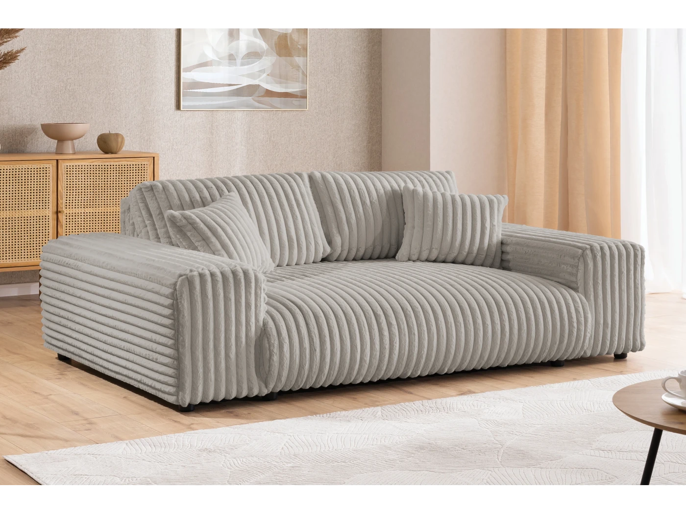 Mollis - Sofa 3 Sitzer aus Plüschcord mit schöner Sitzkomfort