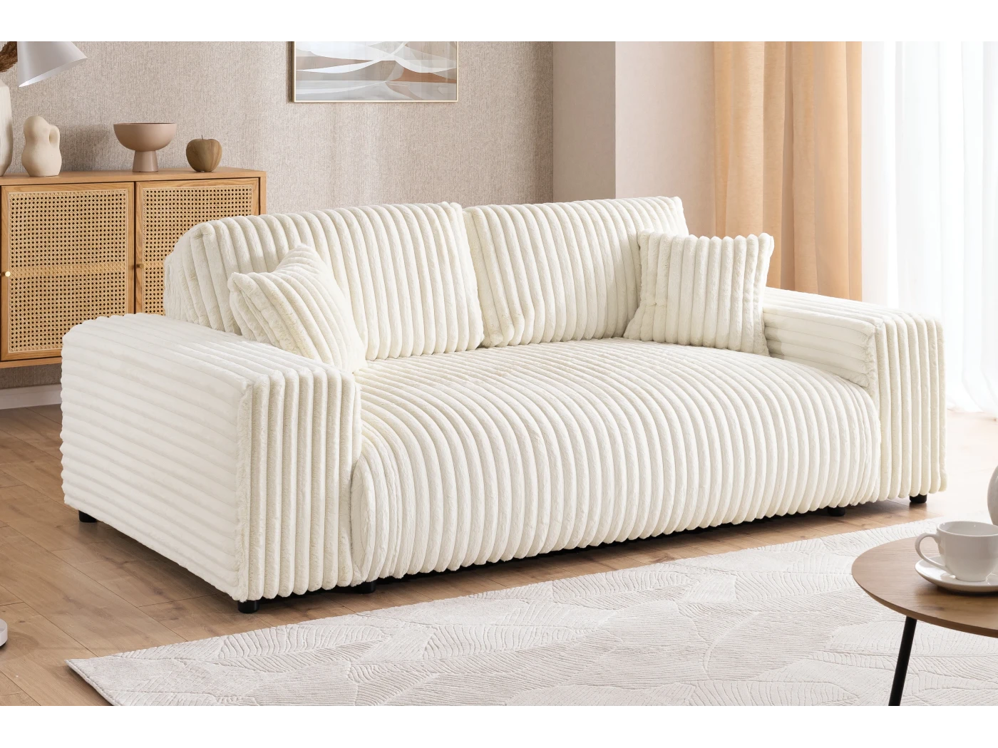 Mollis - Sofa 2 Sitzer aus Plüschcord mit schöner Sitzkomfort