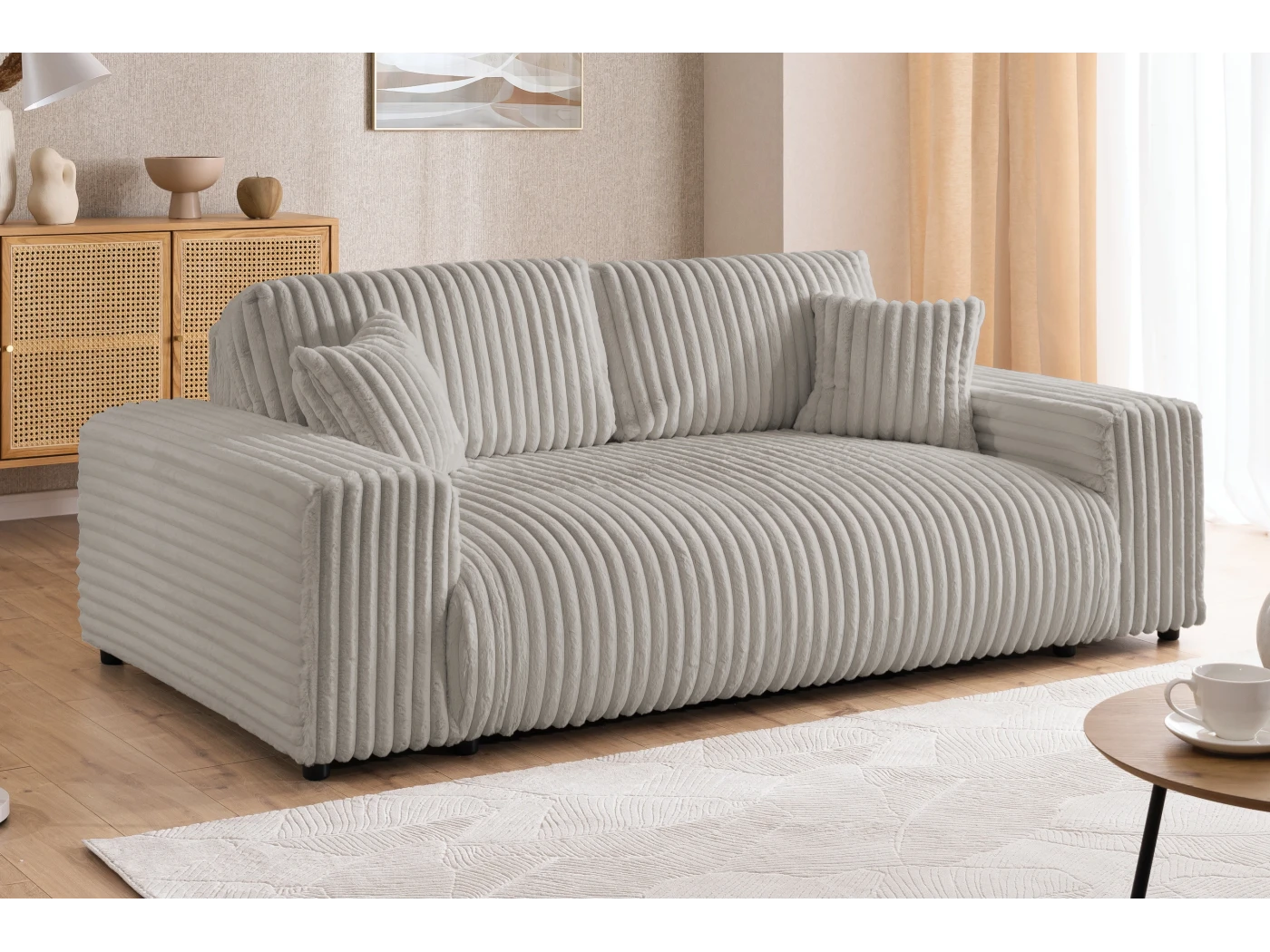 Mollis - Sofa 2 Sitzer aus Plüschcord mit schöner Sitzkomfort