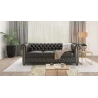 Chloe - Sofa 3 sitzer Chesterfield aus veganem Leder mit Holzfüßen