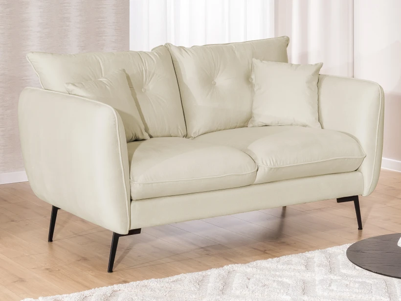 Nordloft - Modernes Sofa 2-Sitzer aus Samt-Stoff mit Hohen Schwarzen Metallfüßen und schöner Sitzkomfort