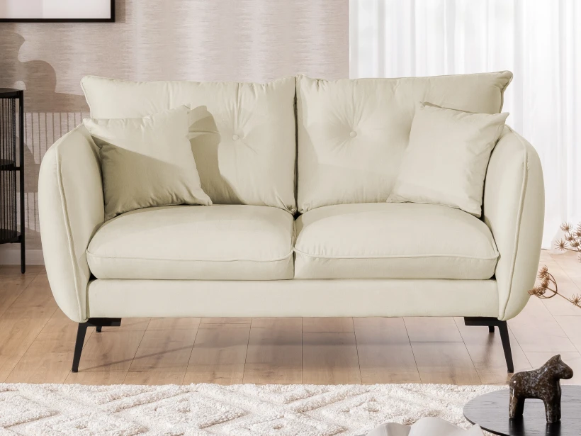 Nordloft - Modernes Sofa 2-Sitzer aus Samt-Stoff mit Hohen Schwarzen Metallfüßen und schöner Sitzkomfort