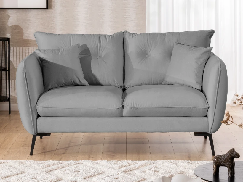 Nordloft - Modernes Sofa 2-Sitzer aus Samt-Stoff mit Hohen Schwarzen Metallfüßen und schöner Sitzkomfort