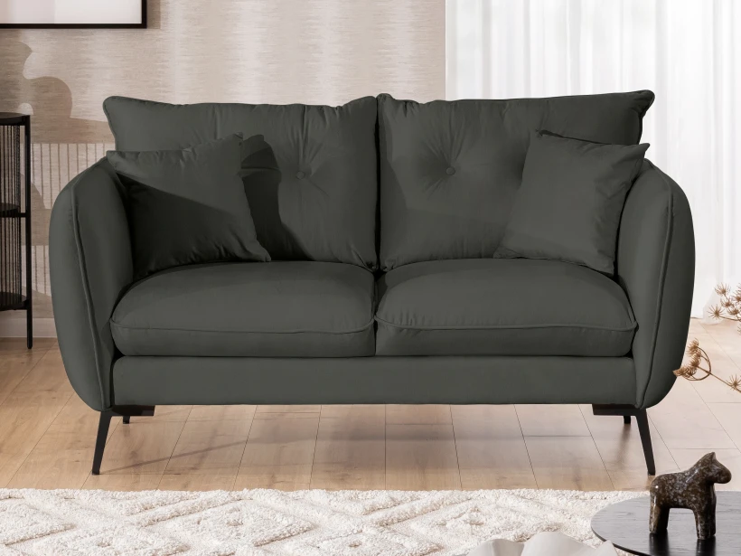 Nordloft - Modernes Sofa 2-Sitzer aus Samt-Stoff mit Hohen Schwarzen Metallfüßen und schöner Sitzkomfort