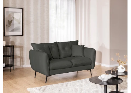 Nordloft - Modernes Sofa 2-Sitzer aus Samt-Stoff mit Hohen Schwarzen Metallfüßen und schöner Sitzkomfort