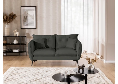 Nordloft - Modernes Sofa 2-Sitzer aus Samt-Stoff mit Hohen Schwarzen Metallfüßen und schöner Sitzkomfort