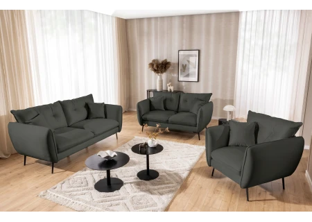 Nordloft - Modernes Sofa 2-Sitzer aus Samt-Stoff mit Hohen Schwarzen Metallfüßen und schöner Sitzkomfort