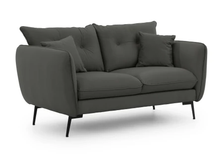 Nordloft - Modernes Sofa 2-Sitzer aus Samt-Stoff mit Hohen Schwarzen Metallfüßen und schöner Sitzkomfort