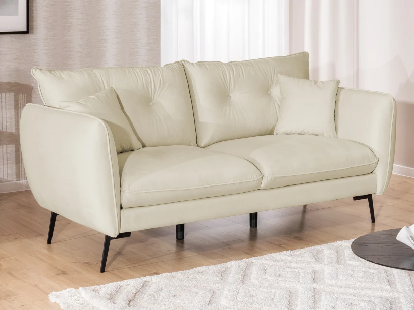 Nordloft - Modernes Sofa 3-Sitzer aus Samt-Stoff mit Hohen Schwarzen Metallfüßen und schöner Sitzkomfort