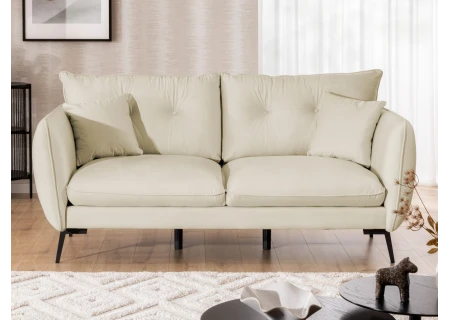 Nordloft - Modernes Sofa 3-Sitzer aus Samt-Stoff mit Hohen Schwarzen Metallfüßen und schöner Sitzkomfort