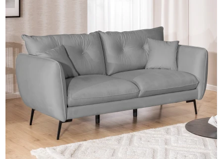 Nordloft - Modernes Sofa 3-Sitzer aus Samt-Stoff mit Hohen Schwarzen Metallfüßen und schöner Sitzkomfort