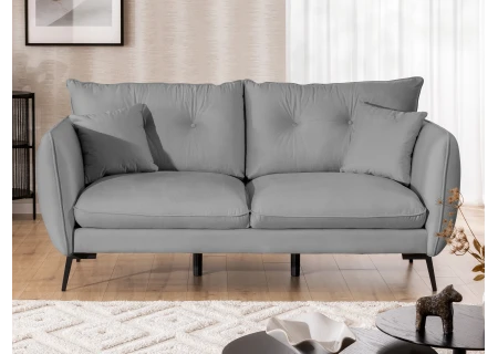 Nordloft - Modernes Sofa 3-Sitzer aus Samt-Stoff mit Hohen Schwarzen Metallfüßen und schöner Sitzkomfort