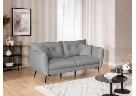 Nordloft - Modernes Sofa 3-Sitzer aus Samt-Stoff mit Hohen Schwarzen Metallfüßen und schöner Sitzkomfort