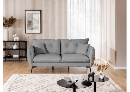 Nordloft - Modernes Sofa 3-Sitzer aus Samt-Stoff mit Hohen Schwarzen Metallfüßen und schöner Sitzkomfort