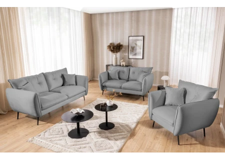 Nordloft - Modernes Sofa 3-Sitzer aus Samt-Stoff mit Hohen Schwarzen Metallfüßen und schöner Sitzkomfort