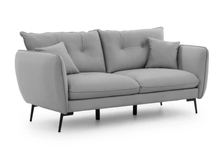 Nordloft - Modernes Sofa 3-Sitzer aus Samt-Stoff mit Hohen Schwarzen Metallfüßen und schöner Sitzkomfort