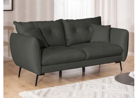 Nordloft - Modernes Sofa 3-Sitzer aus Samt-Stoff mit Hohen Schwarzen Metallfüßen und schöner Sitzkomfort