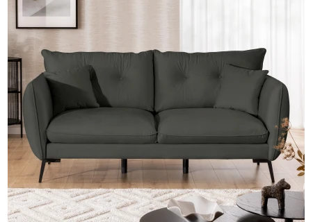 Nordloft - Modernes Sofa 3-Sitzer aus Samt-Stoff mit Hohen Schwarzen Metallfüßen und schöner Sitzkomfort