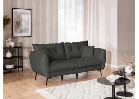 Nordloft - Modernes Sofa 3-Sitzer aus Samt-Stoff mit Hohen Schwarzen Metallfüßen und schöner Sitzkomfort