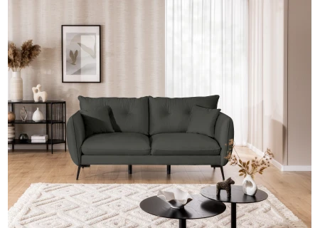 Nordloft - Modernes Sofa 3-Sitzer aus Samt-Stoff mit Hohen Schwarzen Metallfüßen und schöner Sitzkomfort