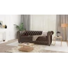 Chloe - Sofa 3 sitzer mit Schlaffunktion Chesterfield aus veganem Leder mit Holzfüßen