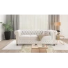 Chloe - Sofa 3 sitzer mit Schlaffunktion Chesterfield aus veganem Leder mit Holzfüßen