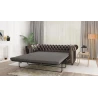 Chloe - Sofa 3 sitzer mit Schlaffunktion Chesterfield aus veganem Leder mit Holzfüßen