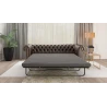 Chloe - Sofa 3 sitzer mit Schlaffunktion Chesterfield aus veganem Leder mit Holzfüßen