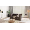 Chloe - Sofa 2 sitzer mit Schlaffunktion Chesterfield aus veganem Leder mit Holzfüßen