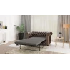 Chloe - Sofa 2 sitzer mit Schlaffunktion Chesterfield aus veganem Leder mit Holzfüßen