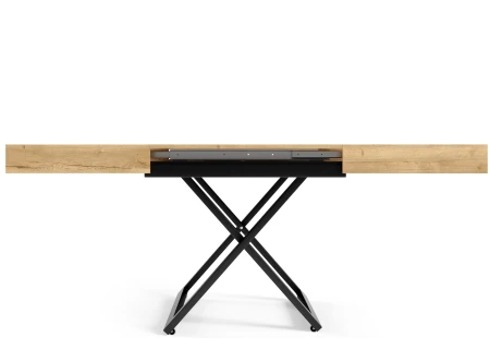 Elano - Luxuriöser und moderner Esstisch und Couchtisch in einem in Halifax Eiche mit schwarzen Metallfüßen und Hochwertige Vera