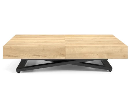 Elano - Luxuriöser und moderner Esstisch und Couchtisch in einem in Halifax Eiche mit schwarzen Metallfüßen und Hochwertige Vera
