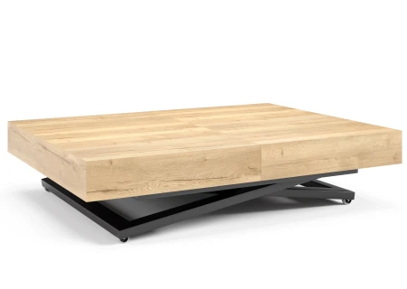 Elano - Luxuriöser und moderner Esstisch und Couchtisch in einem in Halifax Eiche mit schwarzen Metallfüßen und Hochwertige Vera