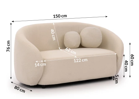 Roundi - Bouclé 2-Sitzer Sofa Luxus & Moderne Kollektion Geschwungenes Loveseat-Design