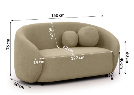 Roundi - Bouclé 2-Sitzer Sofa Luxus & Moderne Kollektion Geschwungenes Loveseat-Design
