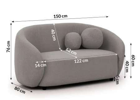 Roundi - Bouclé 2-Sitzer Sofa Luxus & Moderne Kollektion Geschwungenes Loveseat-Design
