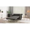 Chloe - Sofa 2 sitzer mit Schlaffunktion Chesterfield aus veganem Leder mit Holzfüßen
