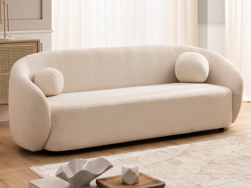 Roundi - Bouclé 3-Sitzer Sofa Luxus & Moderne Kollektion Geschwungenes Loveseat-Design