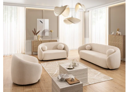 Roundi - Bouclé 3-Sitzer Sofa Luxus & Moderne Kollektion Geschwungenes Loveseat-Design