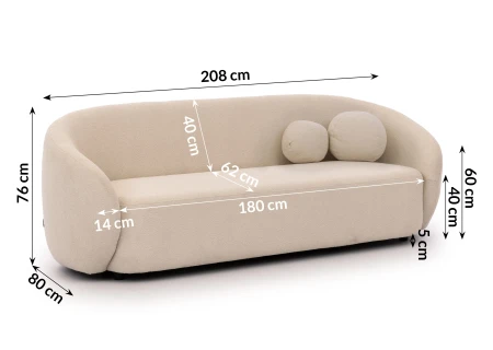 Roundi - Bouclé 3-Sitzer Sofa Luxus & Moderne Kollektion Geschwungenes Loveseat-Design