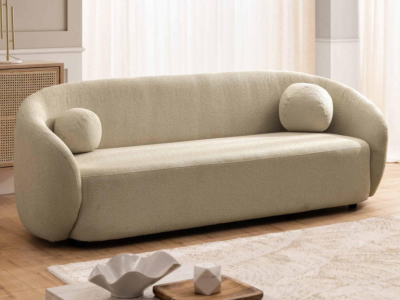 Roundi - Bouclé 3-Sitzer Sofa Luxus & Moderne Kollektion Geschwungenes Loveseat-Design