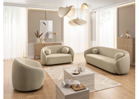 Roundi - Bouclé 3-Sitzer Sofa Luxus & Moderne Kollektion Geschwungenes Loveseat-Design