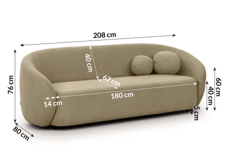 Roundi - Bouclé 3-Sitzer Sofa Luxus & Moderne Kollektion Geschwungenes Loveseat-Design