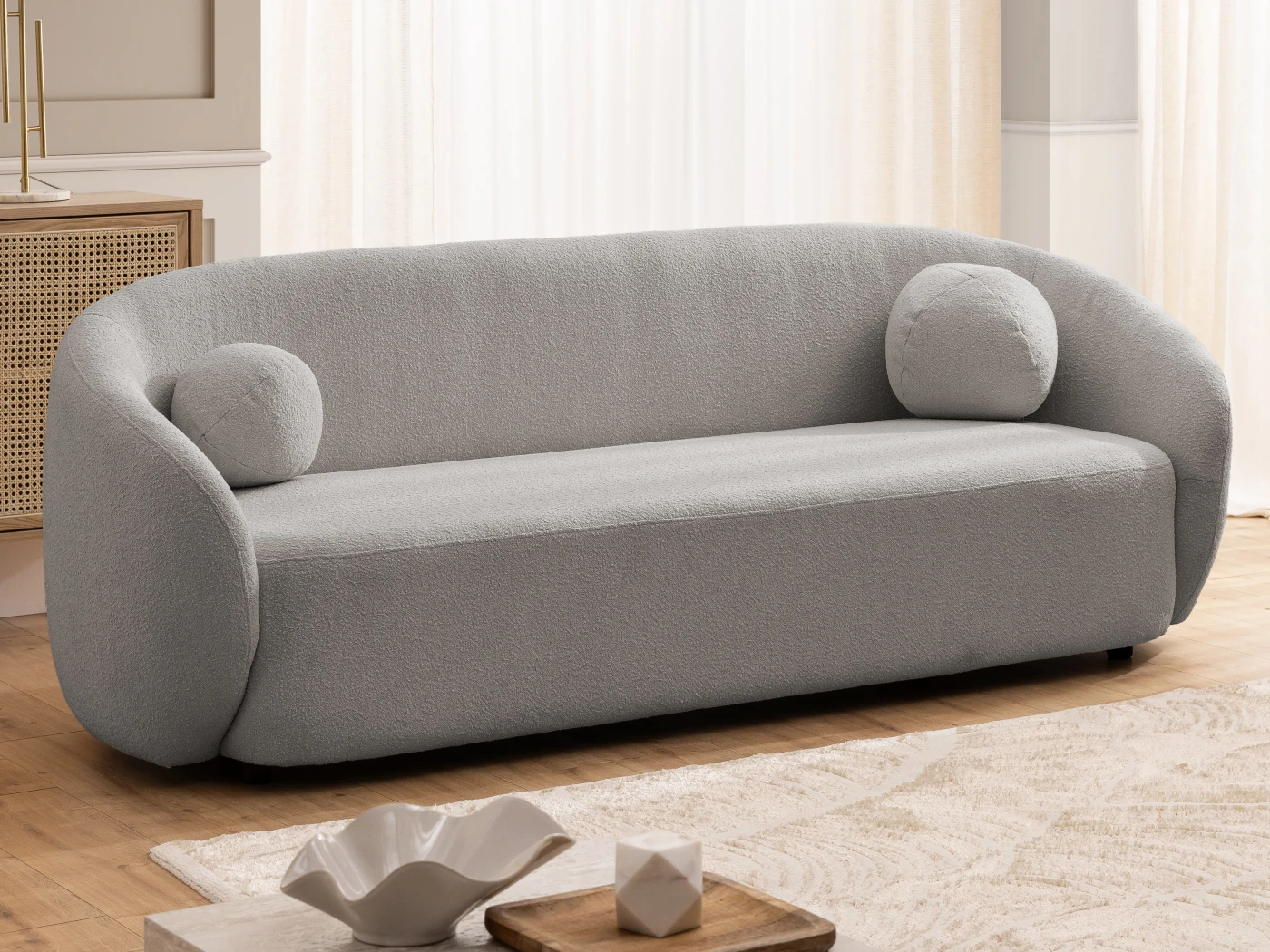 Roundi - Bouclé 3-Sitzer Sofa Luxus & Moderne Kollektion Geschwungenes Loveseat-Design