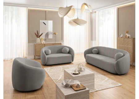 Roundi - Bouclé 3-Sitzer Sofa Luxus & Moderne Kollektion Geschwungenes Loveseat-Design