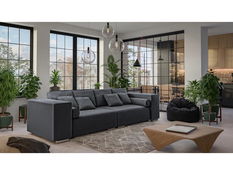 Vivian - Big Sofa mit Schlaffunktion, Boxspringfederung, Lounge Sofa mit vielen losen Kissen