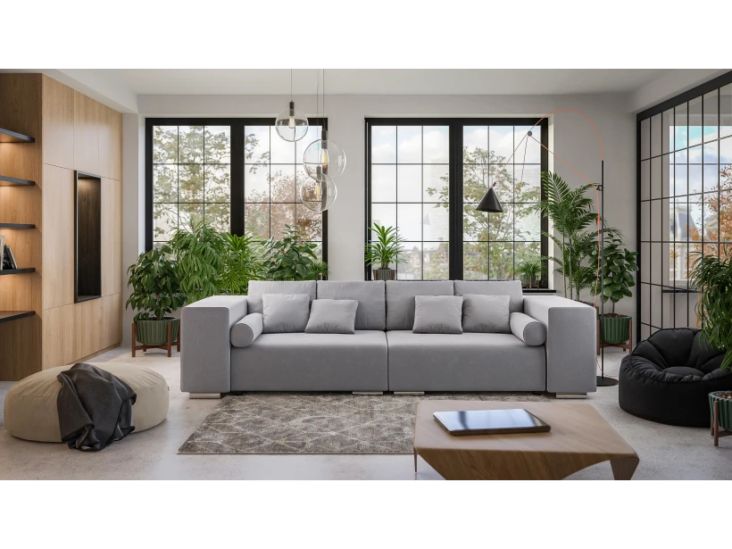 Vivian - Big Sofa mit Schlaffunktion, Boxspringfederung, Lounge Sofa mit vielen losen Kissen